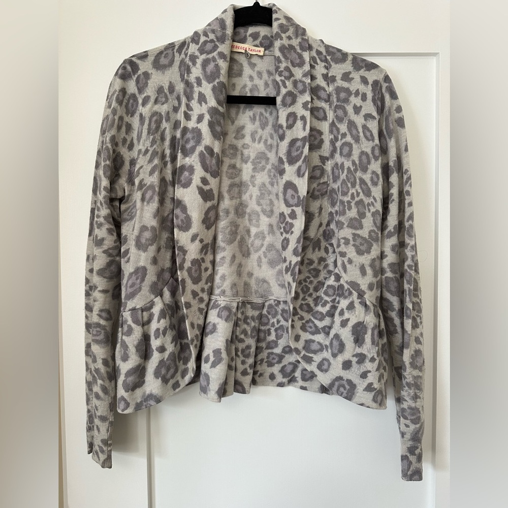 Rebecca Taylor | Leopard Cropped Open Cardigan | L